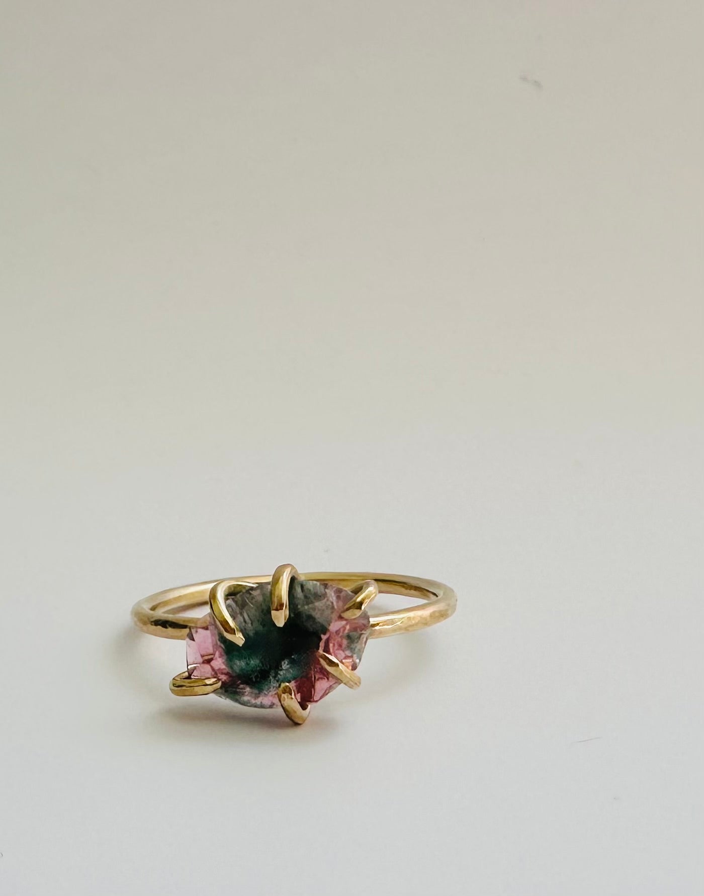 Watermelon Tourmaline Gold Ring
